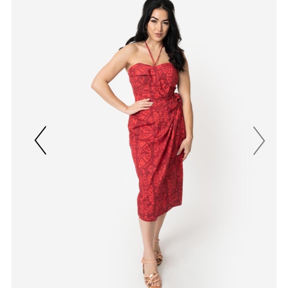 Tiki sarong dress red